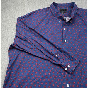 BONOBOS Standard Fit Shirt‎ Men's 4XL Blue Red Floral Long Sleeve Casual